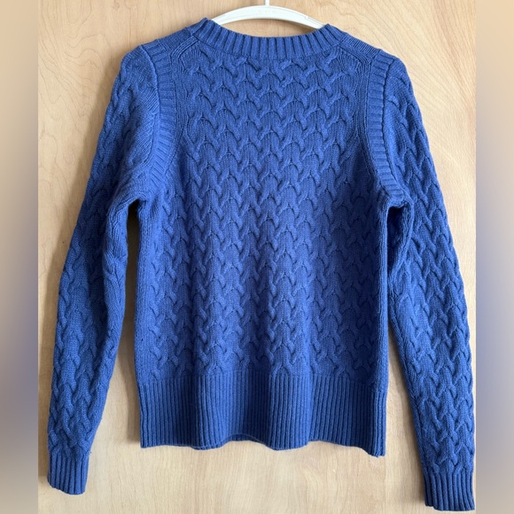 J.Crew Basketweave Cable Knit Wool Angora Sweater Royal Blue Crewneck Medium - Picture 11 of 15